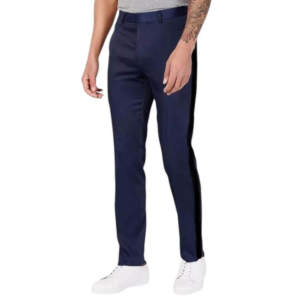 NWT CALVIN KLEIN Slim Fit Men's Navy Pant Size 38 X 32 Black Side Stripe